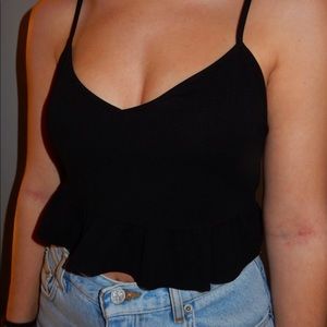 Black peplum tank top